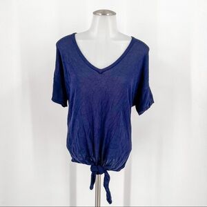 John +Jenn blouse knit tie knot front V-neck
